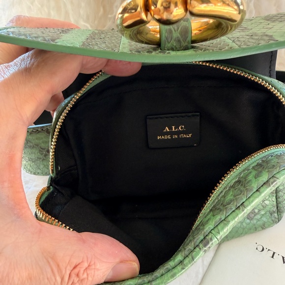 A.L.C. Green Python Crossbody Bag with Gold Accent - Picture 6 of 14